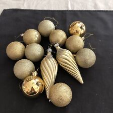 Vintage Gold Glitter Balls & Teardrop Christmas Pyramid Ornament Unbreakable  picture
