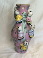 Vintage Chinese Handpainted Pink Porcelain Fertility Vase Climbing Children picture