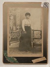 Antique Christmas Cabinet Card Photo Armenian Woman in Beautiful Dress 1880's picture
