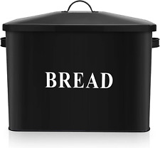 Black Bread Box for Kitchen Countertop Metal Bread Bin Holder picture