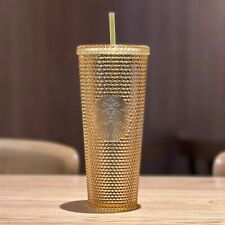2022 Starbucks Gold Glitter Diamond Studded Tumbler Cup 24oz/710ml Cold Cup picture