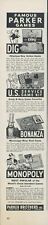 1941 Parker Brothers Games Monopoly Dig US Service Bonanza Vintage Print Ad L9 picture