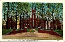 Main Building and Entrance, F & M College, Lancaster PA Linen Postcard I19 picture