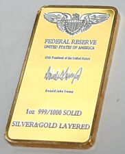 Fort Knox Silver & Gold Layered Bar Kentucky Mint Donald Trump Autograph Ingot picture