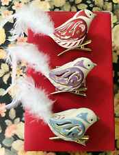 RARE Lenox Holiday Bird Ornaments 3 Piece Set Pierced Porcelain Gold Accents picture
