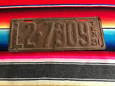 1931 TEXAS Passenger LICENSE  PLATE L27309 picture