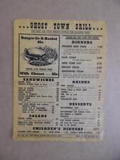 c.1950s Knotts Berry Farm Ghost Grill Menu not souvenir menu Vintage Original VG picture