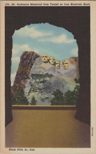 Mt Rushmore Memorial from Tunnel oin Iron Mountain Road Postcard Unposted Linen picture