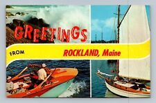 Greetings from Rockland Maine ME Boats Postcard picture