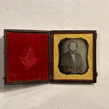 Sharp 1/6th Size Daguerreotype of young Man Well Dressed in case picture