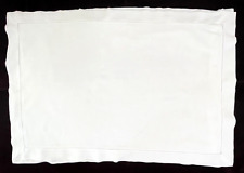 Pair of Vintage Fine White Linen Pillow Shams YY925 picture