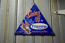 RARE TRIUMPH TIGER MOTORCYCLE DEALERSHIP PORCELAIN METAL SIGN HARLEY GAS RIDE picture