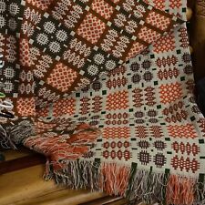 Derw Retro Cottage Core Welsh Pattern Wool Fringed Tapestry Blanket 90X68” *Read picture