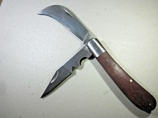 RITE EDGE 2 BLADE WALNUT WOOD HANDLE STAINLESS STEEL KNIFE picture