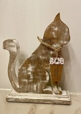 Solid Wood Cat Figurine Kitten Silhouette On Stand picture