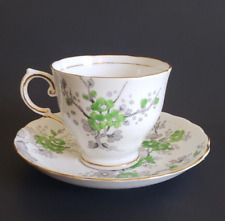 Vintage Tuscan Fine English Bone China Green Blossoms Gold Trim Tea Cup, Saucer picture