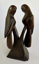 HAND CARVED WOODEN PARROTS THAT SWIVEL 7” HEIGHT picture