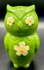 Vintage Mid Century Green Owl Japan with White Flowers Salt Shaker Porcelain picture