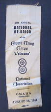 1941 WWI 8th Eighth Army corps Veterans 20th National Reunion ribbon - Omaha/Neb picture