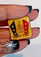 Veterans Of Foreign Wars VFW PAC Cap LAPEL Pins Yellow Red Blue Stars vtg picture
