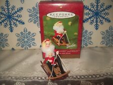 HALLMARK WINTER FUN WITH BARBIE AND KELLY 2000 CHRISTMAS ORNAMENTS SLEDDING SLED picture
