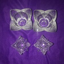 Candle Holders, Pair Of Crystal Stars,+pair Of Glass Flowers Vintage, K-3-1-used picture