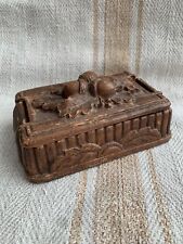 Vintage Brown Syroco Wood Cigarette/Playing Card Box with Acorn Motif picture