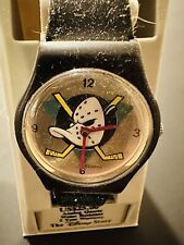 DISNEY'S MIGHTY DUCKS WATCH WITH ROTATING PUCK IN CASE EXTREMELY RARE VINTAGE picture