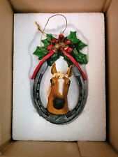 UNIQUE NATURE'S WINDOW PALOMINO HORSE HORSESHOE CHRISTMAS ORNAMENT 3D picture