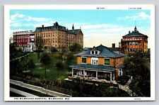 WI The Milwaukee Hospital Rectory & Layton Home for Invalids Vtg Postcard 1920s picture