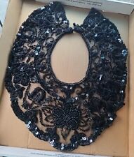 Exquisite Antique Victorian Black Net Lace Beaded Mourning Collar picture