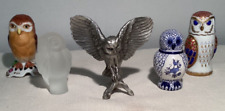 Vintage Franklin Mint Collectors Owl Figurines Set of 5 Various Materials picture