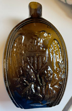 EXCEPTIONAL PINT GII-73 EAGLE CORNICOPIA FLASK AMBER PONTIL KEENE NH, SCARCE picture