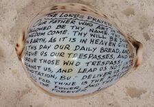 Lords Prayer Inscribed, Shell, Vintage Cowrie Sea Shell picture
