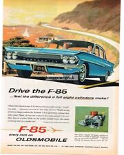 1961 OLDSMOBILE F-85 Blue 4-Door Sedan on Winding Mtn. Road art VINTAGE Print Ad picture