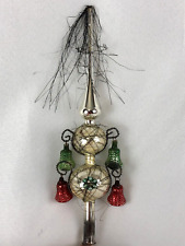 Antique Wire Wrapped Mercury Glass Tree Topper Early 1900s Vtg Beads Bells READ picture