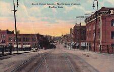 Pueblo Colorado CO South Union Avenue North from Viaduct 1913 Postcard D35 picture