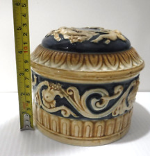 Vintage Japan Maruhon Ware Cherub Ceramic Vanity Trinket Bowl with Lid picture