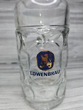 Large Lowenbrau 1 Liter Dimpled Glass Beer Stein Mug. Made In Austria  GUC  LOOK picture