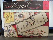 Vintage 1950s Vogart #249 ORIGINAL Embroidery Transfers Floral Pillowcase Motifs picture