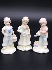 Set Of 3 UOGC Children Figurines ~ Vintage In Garden. picture