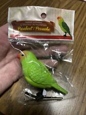 Parakeet Motion Activated Sound Green Bird Clip On Figurine picture