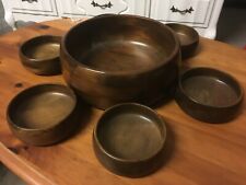Vintage Salad Bowl Set 7 Piece Wood  Fred Roberts CO Taiwan Republic of China picture