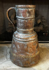 17” Hammered Antique Handmade Copper Jug Pitcher Pot Farmhouse Primitive 18c picture