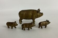 Vintage Brass Pig Sow Mom & 3 Piglet Babies 2 x 4