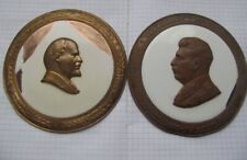 Lenin and Stalin Communist USSR russian metal wall figurine bas-relief 4313 picture