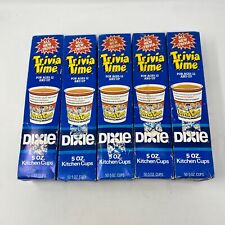 Lot of 5 Vintage 1985 Dixie Cups TRIVIA TIME 50 count box of 5oz cups NEW SEALED picture