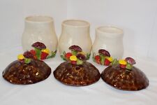 Vintage 1970s'  three piece Mushroom ceramic canister set with Lids picture