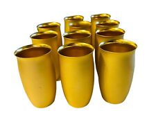 Set of 11 Gold Vintage Mid Century Modern Aluminum Drinking Tumblers Mirro picture