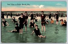 Florida FL - Bathers Enjoying the Surf View at Pablo Beach - Vintage Postcard picture